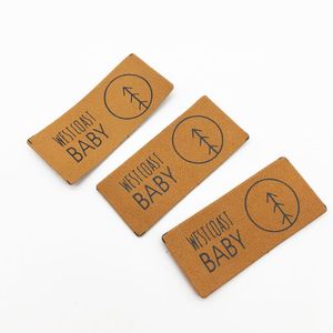 custom PU leather labels and patches wholesale 250pcs notions silk-screen printing embossed clothing patch