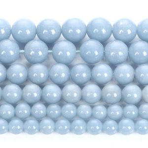Other Angelite Natural Stone Beads Round Loose Spacer For Jewelry Making DIY Bracelets Necklace Earring Accessories 6 8 10MM