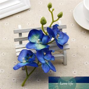 10 pz/lotto Seta Artificiale Bouquet di Orchidee per la Casa Decorazione Della Festa Nuziale Forniture Piante di Orchidea Fai da Te Blu Bianco