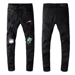 Mens jeans clássico hip hop calças estilistas jeans afligidos biker jean fino fit motocicleta jeans jeans 3zu1