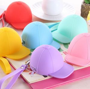 Portafogli di monete carino Portafogli di colore Pure Portafogli da baseball Cap Coin Borsa Mini Cappello Chiave Silicone Borsa a mano femminile