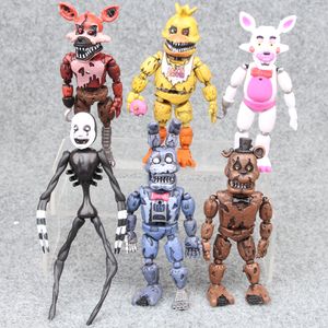 Freddyのアクションで5泊フィギュア14.5-17cm PVC FNAF Bonnie Foxy Freddy Fazbear Bear人形ゲームToys 6PCS /ロットアニメモデルLJ201027