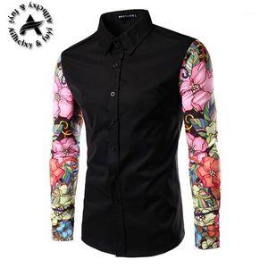 Mäns Casual Shirts Partihandel - Män Klänningskjorta Hawaii Fashion Turn Down Collar Social Slim Man Brand Clothing Camisa Masculina Chemise Homme