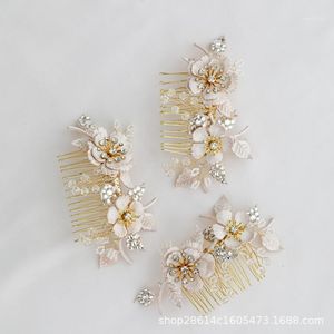 Hair Clips & Barrettes Bridal Wedding Crystal Bride Accessories Leaf Flower Headband Handmade Hairband Beads Decoration Comb For Women