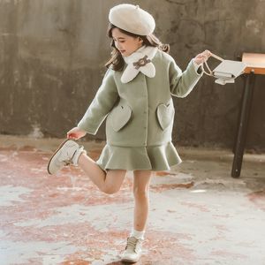 Bambini ragazza soprabito inverno nuova moda cappotto di lana per le ragazze adolescenti autunno giacca calda lunga tuta sportiva bambini antivento LJ201125