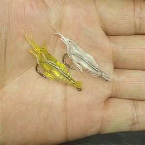 魚の柔らかいエビのシミュレーションの餌のフックの発光の原色フィッシュロッドルアーズ釣り装置餌ツール屋外4cm 0 7gl N2