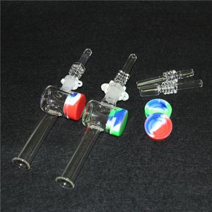 Nectar quartz tips dab glass hookah with silicone wax container oil rig Straw Concentrate 10 mm 14mm Joint