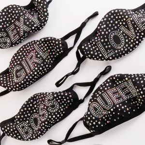 Letter Dustproof Face Mask Bling Diamante PM2.5 Algodão Boca Lavável Reutilizável Colorido Strass Masquerade Masquerade Máscaras Para Mulheres Adulto Menina Homens