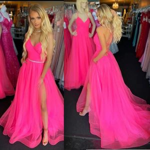 Ny ankomstdesigner Evening Prom Dresse Spaghetti Straps Gleats Chiffon V-Neck Long Party Gowns