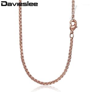 Ketten Davieslee Kette Halskette für Damen Herren Edelstahl Roségold Farbe Box Damen Großhandel 18-28 Zoll LKN5551