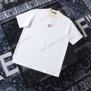 22ss Erkek Kadın Tasarımcılar T-Shirt Tee Yüksek Yaka Örme Kısa Kollu Adam Mürettebat Boyun Paris Moda Streetwear Siyah Beyaz S-XL