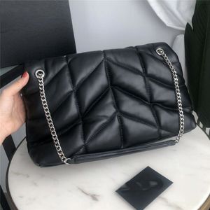 Letter Buckle Designer Plaid Se Plie SAS Moda Nowe Łańcuchy Plisowane Saszetki Prawdziwej Skóry Czarny Torba Na Ramię Łańcuch Zipper Torebki Portfele