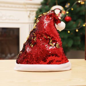 Sequins Рождественские шляпы 2 боковые двойные цвета Flip Sequin Fexival Party Hats Whult Santa Claus Caps Caps Xmas Feativals Украшение BH4235 Tyj