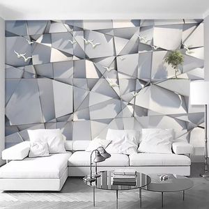 Özel duvar kağıdı modern basit soyut stereo geometri uçan kuş fotoğraf duvar kağıtları oturma odası kanepe tv arka plan duvar
