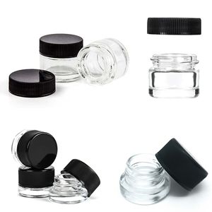 Komodo 5ml Clear Glass Jars Koncentratbehållare med barnsäker keps för tjock olja torr ört vax kosmetisk krämburk