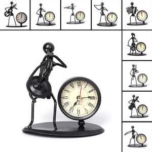 Iron Table Desk Alarm Clock With Musical Instrument Gadget Decoration Craft Gift LJ201204