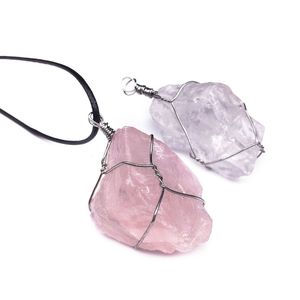 Unregelmäßige natürliche Kristallstein versilbert handgemachte Kette Anhänger Halsketten für Frauen Mädchen Party Dekor Schmuck