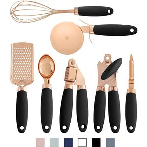 7 Sztuk Kuchnia Gadżet Zestaw Wielofunkcyjny Czosnek Press Pizza Cutter Egg Whisk Narzędzia Copper Powlekane Akcesoria do kuchni