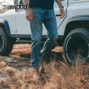 Spring Slim-Fit Tapered Selvedge Denim Jeans Men Plus Size Casual High Quality Jean Brand Clothing SK130116 220118