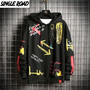 Singleroad Mens Hoodies 남성 패션 힙합 하라주쿠 일본가 스트리트웨어 대형 스웨터 스웨터 블랙 까마귀 남자 201027