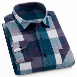Flanela camisa xadrez de algodão de algodão primavera outono novo masculino casual manga longa camisa plus size alta qualidade quente homem roupas lj200925