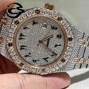 OEM Luxury Private anpassade laboratorier Titta på män Kvinnor Iced Ice Cube Two-Tone Skeleton VVS Moissanite Diamond