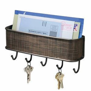 Key Holder Mail Rack Wall Mount Hooks Entryway Mail Organizer Rack Letter Sorter 201022