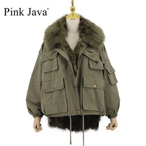 Rosa Java QC20116 Kvinnor Fur Coat Vinter Tjock Jacka Real Fashion Jackets Collar 211220