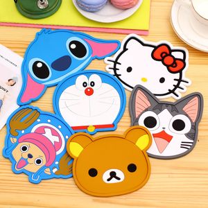 Lovely Silikonowy stołowy Tabeli Platemat Coaster Kuchnia Akcesoria Maty Cup Bar Kubek Cartoon Animal Drink Pads Antiskid Cup Mat T200703