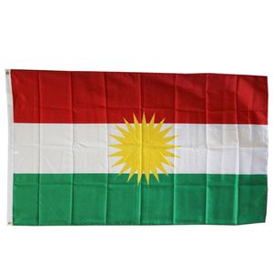 Bandeiras de Curdistão País Bandeiras Nacionais 3'X5'FT 100D Poliéster Vívido Cor de alta qualidade com dois ilhós bronze