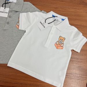 Camisetas de pólo de moda infantil Tops de manga curta meninos garotos letra casual com o padrão de pulôver de padrões de urso 80-140cm