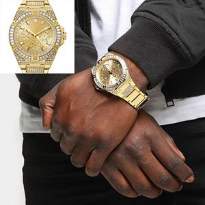 다이아몬드 남성 시계 세련된 골드 다이얼 골드 팔찌 접이식 버클 프론티어 럭셔리 남성 시계 디자이너 손목 시계