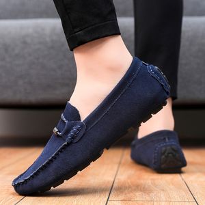 Erkekler Bezelye Ayakkabı Hafif Horlshoes Loafer'lar Nefes Rahat Erkek Moccasins Ayakkabı Hakiki Deri Flats Nubuk Deri