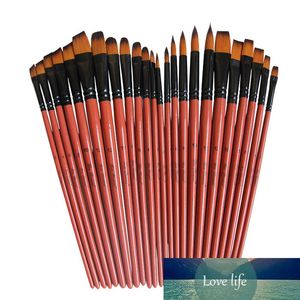 6pcs   set Nylon Hair Material Pen Brushes Brown Penholder Artist Paint Brushes Set Painting Craft Oil Watercolour Accessories