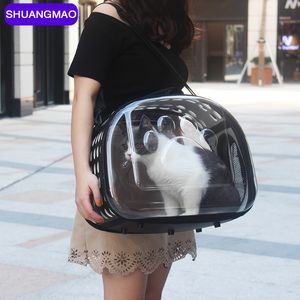 Pet Carrier for Cat Folding Dog Bag Collapsible Space Travel Backpack Single Shoulder Handbag Portable Transport Cage Products LJ201201