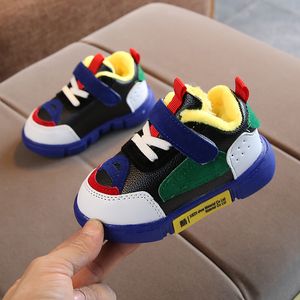 Toddler Bebek Rahat Ayakkabılar Kış Erkek Kız Kalınlaşmak Yumuşak Alt Antiskid Patchwork Bebek Ayakkabı Marka Yenidoğan Kadife Sıcak Sneakers LJ201104