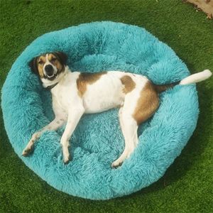 Round Dog Bed House Soft Long Plush Pet Doggie House Bed For Dogs Basket Pet Products Cushion Puppy Bed Mat House Animals Sofa LJ201028