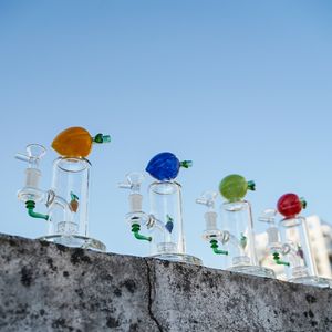 7 pollici più nuovo Bong in vetro a forma di pesca Oil Dab Rigs Recycler Percolator Water Pipes 14mm Giunto femmina con ciotola Disponibile Spedizione veloce