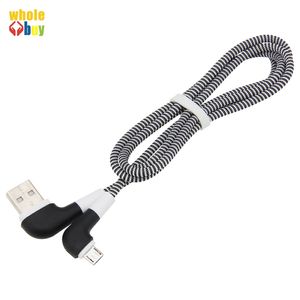 1m armbåge 90 graders kabel Micro USB-typ C Snabbladdningskabel data Linjedladdningsladd för Xiaomi Huawei Telefon tillbehör 500pcs