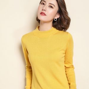 Women's Cashmere Elastic Autumn Winter Half Turtleneck Sweaters and Pullovers Wool Sweater Slim Tight Bottoming Knitted Pullover 201102