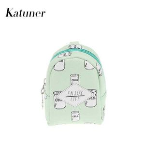 Färgmynt Candy Purses Katuner Print Keychain Purse Kvinnor Plånbok Barn Barn Bag Girls Porte Monnaie KB020