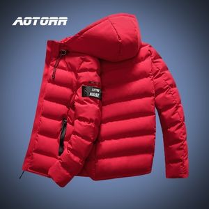 Novos homens jaqueta de inverno casaco com capuz quente à prova de vento parkas homens grosso parka estudante casual slim fit outwear vermelho masculino casaco 201126