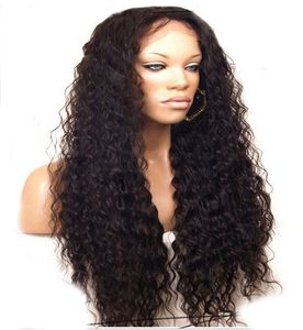Lace Front Kinky Curly Wig a Hand Bundet Obehandlat Human Hair Afro Stängning Frontal för kvinnor densitet