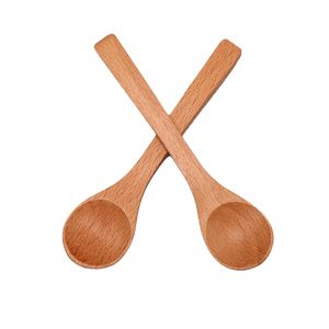 Wooden Round Bamboo Spoon Soup Tea Coffee Salt Spoon Jam Scoop DIY Kitchen Tool Kids Ice Cream Tableware Tool