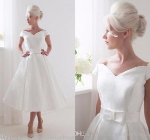 Летний пляж длиной чая свадебное платье 2022 V-образным вырезом A-Line Bride Plass Vestido de Noiva Curto Robe de Mairsife