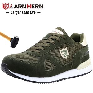 Larnmern Mens Steel Toe Trabalho Segurança para Homens Leve Respirável Anti-Smashing Anti-Slip Reflexivo Sapatos de Proteção Y200915
