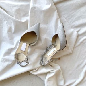 وأشار تو المرأة اللباس الصنادل عالية الكعب الصيف المشي السيدات النعال slingback الفتيات عارضة بارد الصنادل كريستال تصميم الإناث مضخات الأحذية zapatos موهير