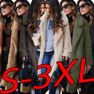 New Winter Thicken Fleece Coats Women Long Warm Overcoat Faux Fur Lapel Jacket Female Teddy Cardigan Outwear 121608