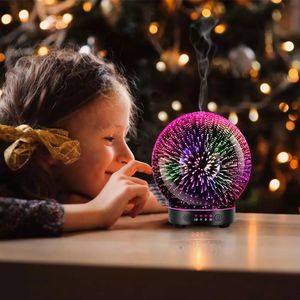 FreeShipping 3D Glass Aroma Diffuser Aromatherapy Ultrasonic Essential Oil Version Air Humidifier Modes Firework7 Color Changing Lights