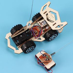 아이 DIY 어셈블리 RC 자동차 모델 세트 목조 과학 실험 키트 전원 차량 교육 게임 실험 TEMRE 201201